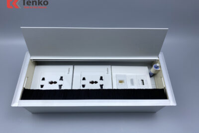 Hộp Điện Âm Bàn Họp 2 Ổ Đa Năng, 1 LAN (RJ45), 1 HDMI, 1 USB, Box Nhôm Nguyên Khối Tenko TK-AB3S-06