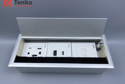 Hộp Ổ Điện Âm Bàn Họp Đa Năng, 2 Ổ Mạng LAN (RJ45), 2 USB, 1 HDMI, Box Nhôm Nguyên Khối Tenko TK-AB3S-08