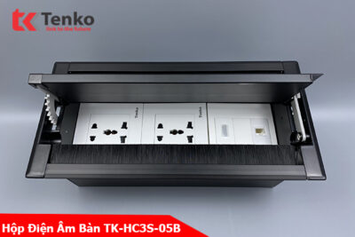 Hộp Điện Âm Bàn Mở 2 Chiều 2 Ổ Cắm Điện Đa Năng, 1 Mạng LAN (RJ45), 1 HDMI Tenko TK-HC3S-05 Đen