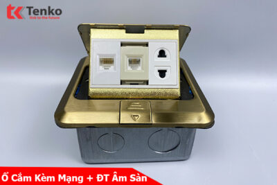 Ổ Cắm Điện Âm Sàn Kèm Cổng LAN Và Điện Thoại Chính Hãng Tenko TK-J02-05 Màu Vàng