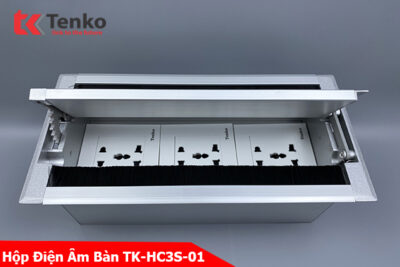 Hộp Điện Âm Bàn Mở 2 Chiều 3 Ổ Cắm Điện Đa Năng Tenko TK-HC3S-01