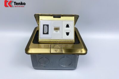Ổ Cắm Điện Âm Sàn Kèm Mạng LAN Và HDMI Chính Hãng Tenko TK-J02-06 Màu Vàng
