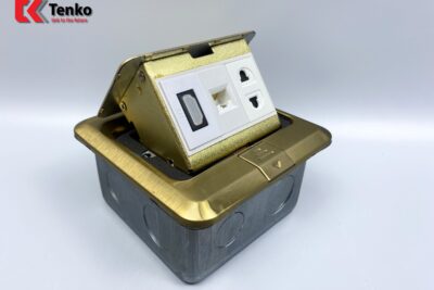 Ổ Cắm Điện Âm Sàn Kèm Mạng LAN Và HDMI Chính Hãng Tenko TK-J02-06 Màu Vàng