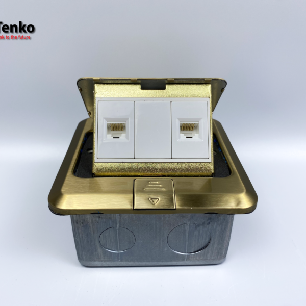 Ổ Cắm Mạng Âm Sàn 2 Cổng LAN RJ45 Chính Hãng Tenko TK-J02-02 Màu Vàng