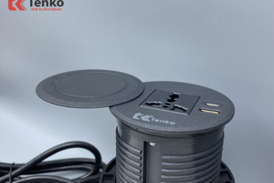 Ổ Điện Âm Bàn Hình Tròn Kèm Cổng Sạc USB Và Type C Chính Hãng Tenko TK-HX1