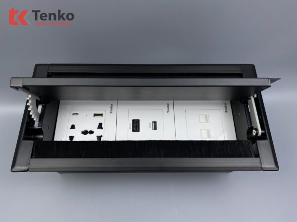 Hộp Điện Âm Bàn Đa Năng Kèm USB Và Type C, 2 Mạng LAN (RJ45), 1 HDMI Và 1 USB Tenko TK-HC3S-07 Đen