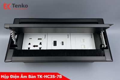 Hộp Điện Âm Bàn Mở 2 Chiều 1 Ổ Cắm Đa Năng Kèm USB Và Type C, 2 Mạng LAN (RJ45), 1 HDMI Và 1 USB Tenko TK-HC3S-07 Đen