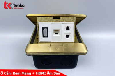 Ổ Cắm Điện Âm Sàn Đồng Nguyên Khối Kèm Mạng LAN (RJ45) Và HDMI Tenko TK-J05-03 Vàng