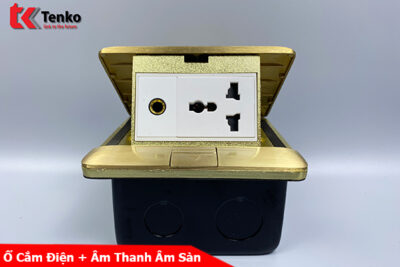 Ổ Cắm Điện Âm Sàn Đa Năng Đồng Nguyên Khối Kèm Cổng Âm Thanh Tenko TK-J05-09 Vàng