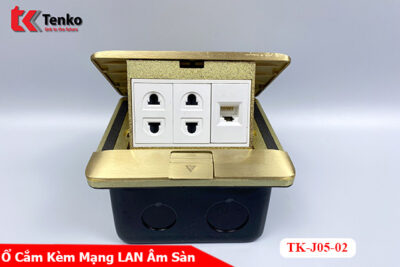 Ổ Cắm Điện Âm Sàn Đồng Nguyên Khối Kèm 1 Mạng LAN (RJ45) Tenko TK-J05-02 Màu Vàng