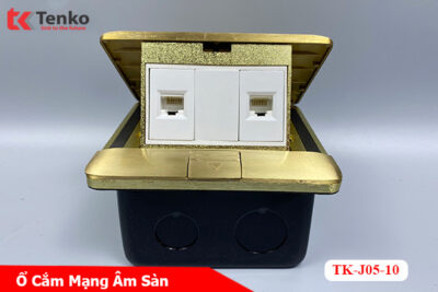 Ổ Cắm Mạng Âm Sàn Đồng Nguyên Khối 2 Cổng LAN (RJ45) Chính Hãng Tenko TK-J05-10 Vàng