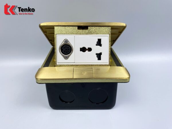 Ổ Cắm Điện Âm Sàn Đa Năng Đồng Nguyên Khối Kèm Cổng MIDI 8PIN Tenko TK-J05-12 Vàng