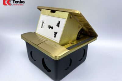 Ổ Cắm Điện Âm Sàn Đa Năng Đồng Nguyên Khối Kèm Cổng USB Chính Hãng Tenko TK-J05-11 Vàng