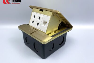 Ổ Cắm Điện Âm Sàn Đồng Nguyên Khối Kèm 1 Mạng LAN (RJ45) Tenko TK-J05-02 Màu Vàng