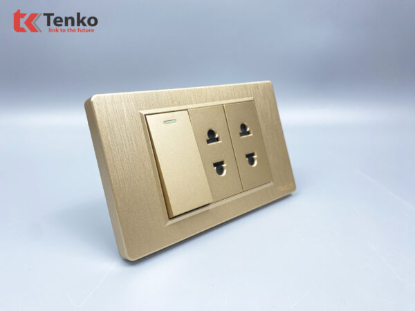 Bộ Công Tắc Ổ Cắm Điện Âm Tường Mặt Nhựa Vàng Xước TENKO TK-C5-025
