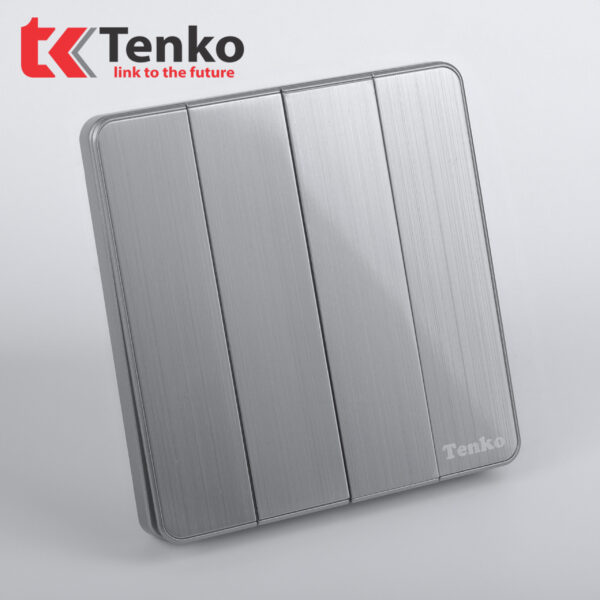 Công Tắc 4 Nút Tràn Viền Hợp Kim Cao Cấp Màu Ghi Xám Chính Hãng Tenko TK-DA-04