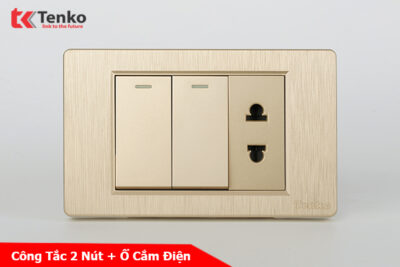 Công Tắc Và Ổ Cắm Âm Tường 1 Chiều và 2 Chiều Cao Cấp TENKO TK-C5-027 Vàng Xước