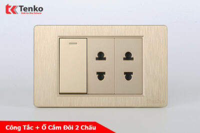 Bộ Công Tắc Ổ Cắm Điện Âm Tường Mặt Nhựa Vàng Xước TENKO TK-C5-025