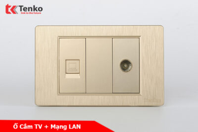 Ổ Cắm Cáp Đồng Trục Và LAN Âm Tường Cao Cấp Mặt Nhựa Vân Xước TENKO TK-C5-075