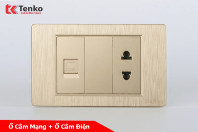 Ổ Cắm Mạng LAN Và Ổ Cắm 2 Chấu Thông Dụng Mặt Nhựa Vân Xước Tenko TK-C5-078