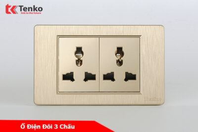 Ổ Cắm Đôi 3 Chấu Đa Năng Cao Cấp Âm Tường Mặt Nhựa Vân Xước TENKO TK-C5-050