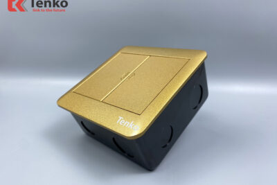 Ổ Cắm Điện Đôi 3 Chấu Âm Sàn Tích Hợp 2 Ổ Mạng LAN (RJ45), HDMI Tenko TK-DS-111S01 Vàng