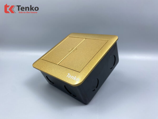 Ổ Cắm Điện Đôi 3 Chấu Âm Sàn Kèm Ổ Mạng, Điện Thoại,Và HDMI Chính Hãng Tenko TK-DS-111S05 Vàng