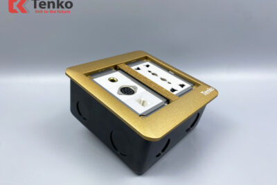 Ổ Cắm Điện Âm Sàn Kèm Cổng Mạng, Cổng Âm Thanh và MIDI 8PIN Tenko TK-DS-111S08 Vàng