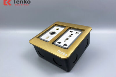 Ổ Cắm Điện Âm Sàn Kèm Cổng Mạng, Cổng Âm Thanh và MIDI 8PIN Tenko TK-DS-111S08 Vàng
