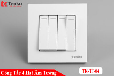 Công tắc âm tường 4 nút mặt nhựa trắng chính hãng Tenko TK-TT-04
