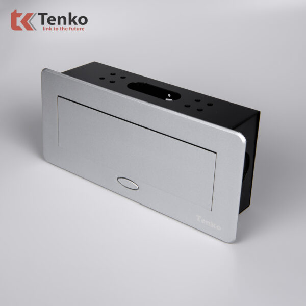 Hộp Ổ Cắm Điện Âm Bàn Họp Desktop Socket Chính hãng TENKO TK-AS06DN Màu Bạc