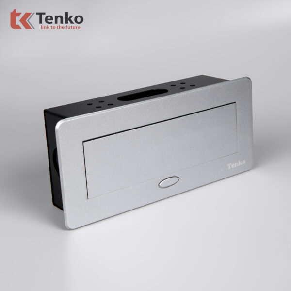 Hộp Ổ Cắm Điện Âm Bàn Họp Desktop Socket Chính hãng TENKO TK-AS06DN Màu Bạc