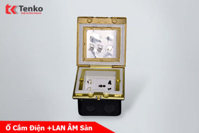 Ổ Cắm Điện Âm Sàn Chống Nước Kèm 2 Cổng Mạng LAN Tenko TK-J06-05 Màu Vàng