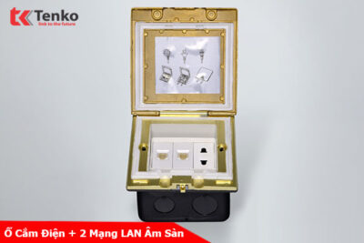Ổ Cắm Điện Âm Sàn Kèm 2 Cổng Mạng LAN Tenko TK-J06-08 Vàng