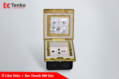 Ổ Cắm Điện Âm Sàn Chống Nước Kèm Cổng Âm Thanh Tenko TK-J06-09 Màu Vàng