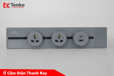 Thanh Ray Ổ Cắm 3 Chấu Kết Hợp Ổ Cắm USB Sạc Type A và Type C Tenko TK-RA40-04 Màu Xám