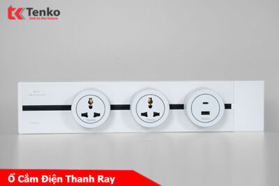 Thanh Ray Ổ Cắm 3 Chấu Kết Hợp Ổ Cắm USB Sạc Type A và Type C Tenko TK-RA40-04 Màu Trắng Dạng Trượt Thông Minh