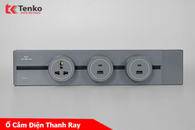 Thanh Ray Ổ Cắm USB Sạc Type A và Type C Kèm Ổ Cắm 3 Chấu Tenko TK-RA40-05 Màu Xám Dạng Trượt Thông Minh