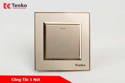 Công Tắc 1 Nút Âm Tường Mặt Nhựa Vàng Viền Vàng Tenko TK-F66-01