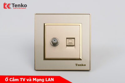 Ổ Cắm Truyền Hình Kèm Ổ Cắm Mạng LAN Mặt Nhựa Vàng Tenko TK-F66-51
