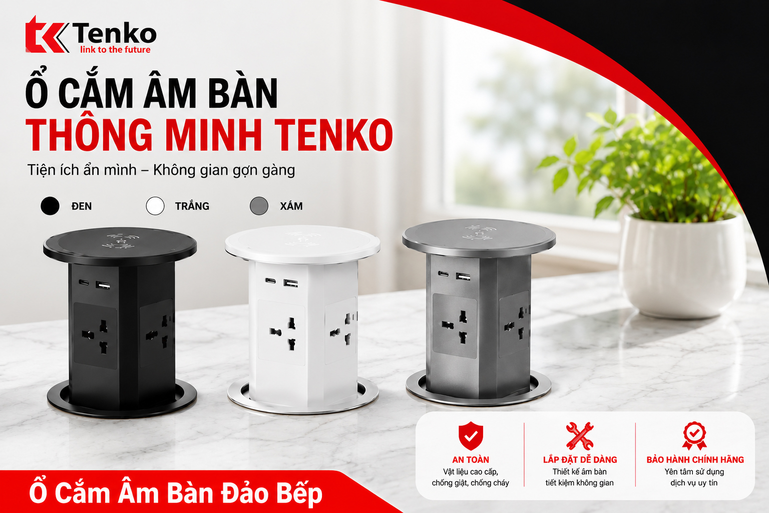 Ổ Điện Âm Bàn Bếp Chính Hãng Tenko TK-HX10