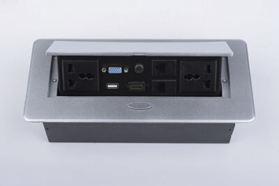 Hộp Ổ Cắm Điện Đa Năng Âm Bàn Họp Desktop Socket Chính Hãng TENKO TK-AS09DN Màu Bạc