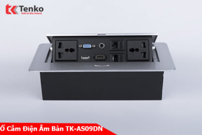 Hộp Ổ Cắm Điện Đa Năng Âm Bàn Họp Desktop Socket Chính Hãng TENKO TK-AS09DN Màu Bạc