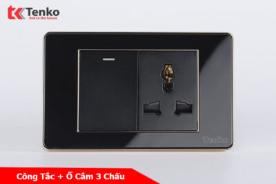 Công Tắc Ổ Cắm Âm Tường Cao Cấp Thương Hiệu Nhật Bản TENKO TK-C26-041 Đen Viền Vàng