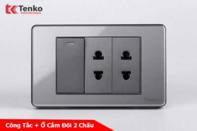 Công Tắc Đèn Ổ Cắm Âm Tường 1 Chiều và 2 Chiều Cao Cấp TENKO TK-C9-025 Xám