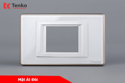 Mặt Át Đôi + Gông Tenko Mặt Kính Cường Lực Tenko TK-C18W-B-AD Trắng Viền Vàng