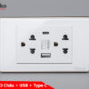 Ổ cắm đôi 3 chấu + USB + Type C TK-C18-045