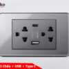 Ổ cắm đôi 3 chấu + USB + Type c TK-C9-045