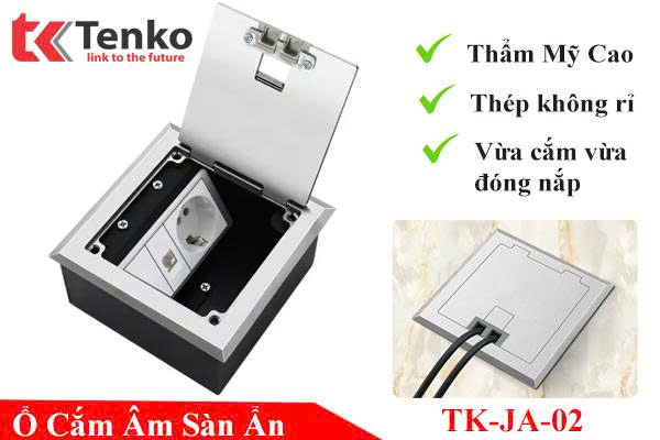 Ổ Cắm Chìm + Mạng LAN Âm Sàn Ẩn Cao cấp Tenko TK-JA-02