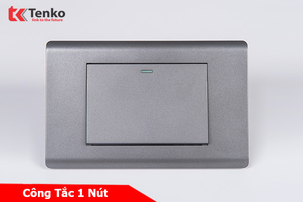 Công Tắc Chống Cháy Cao Cấp TENKO TK-C25-01 – Mặt Nhựa PC Xám